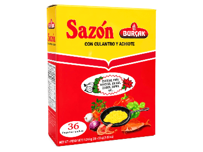 Caja de sazón con culantro y achiote BURCAK 36u 180g