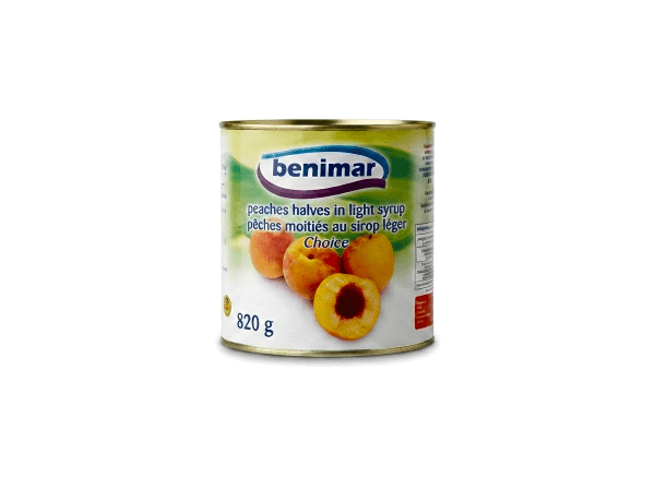 Mitades de melocotón en almíbar  Benimar  820g